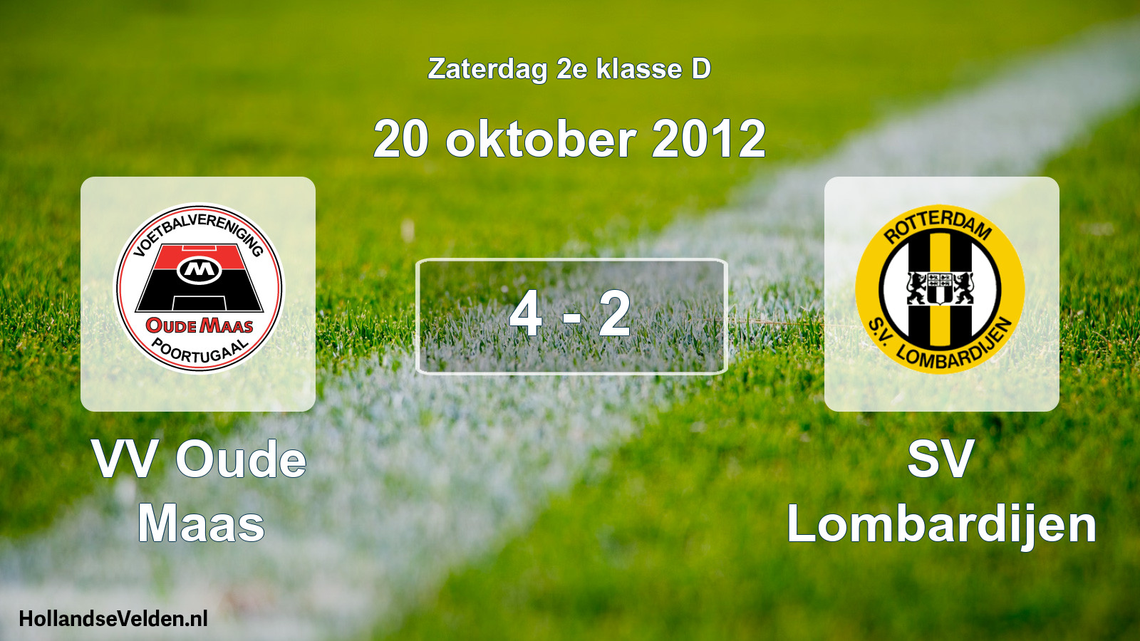 Total number of matches played: VV Oude Maas - SV Lombardijen 4 - 2 (20 October 2012)