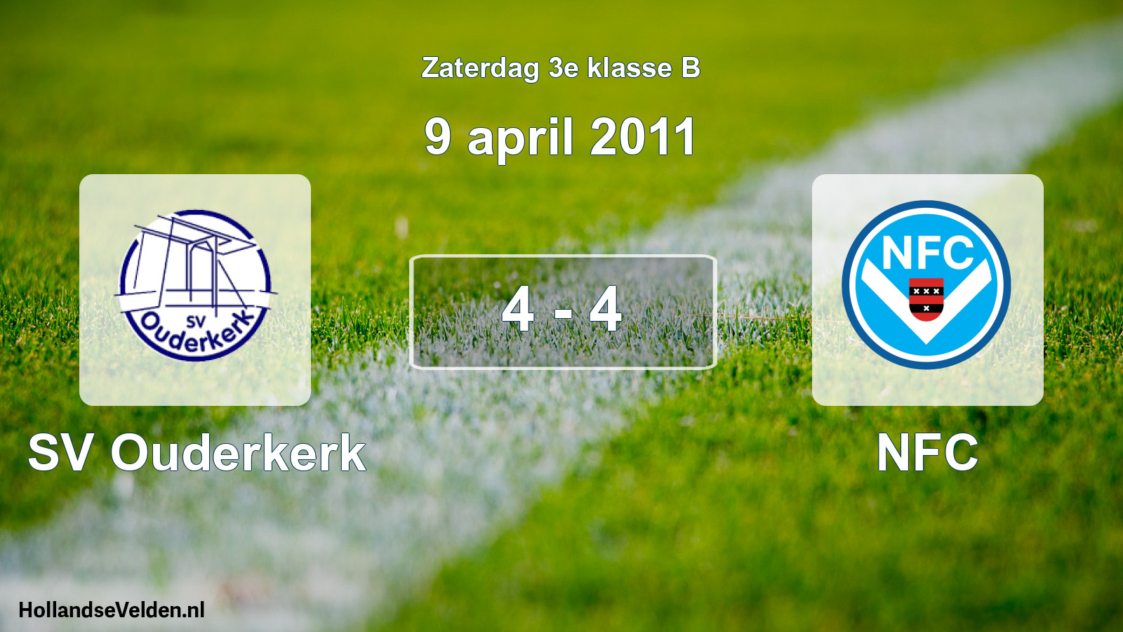 Total number of matches played: SV Ouderkerk - NFC 4 - 4 (9 April 2011)