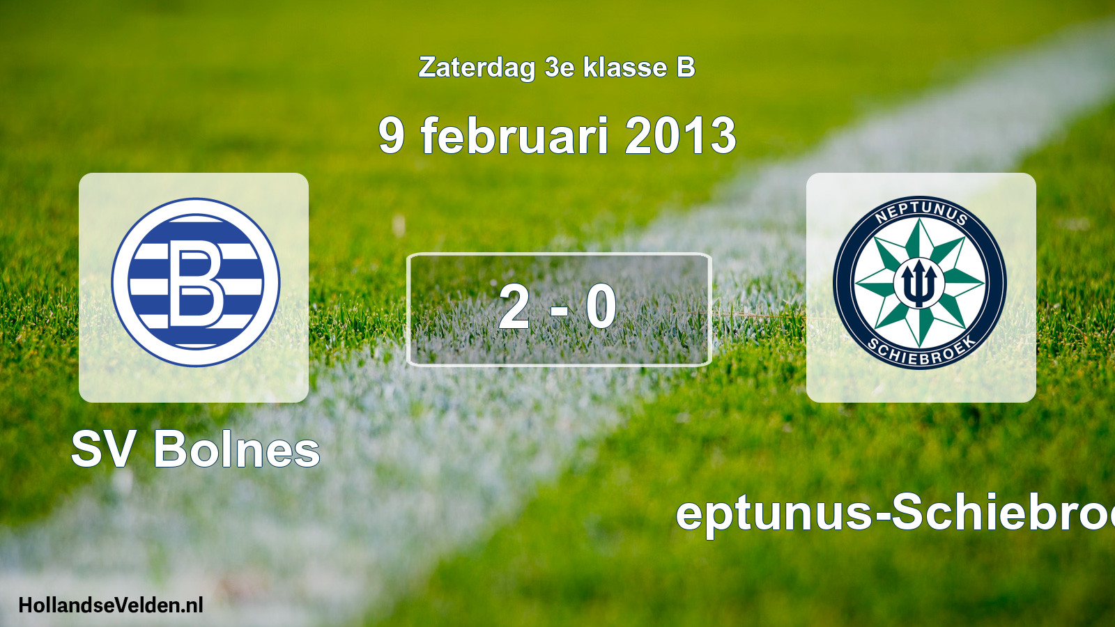 Total number of matches played: SV Bolnes - Neptunus-Schiebroek 2 - 0 (9 February 2013)