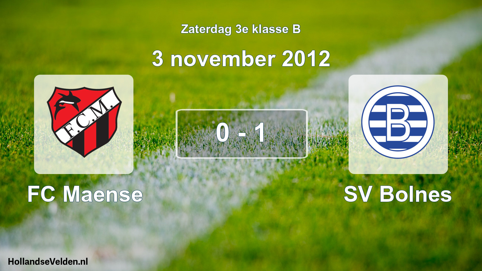 Total number of matches played: FC Maense - SV Bolnes 0 - 1 (3 November 2012)