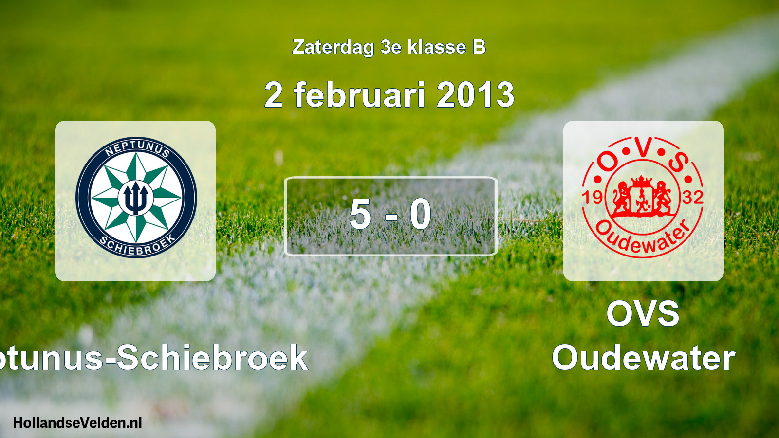 Total number of matches played: Neptunus-Schiebroek - OVS Oudewater 5 - 0 (2 February 2013)
