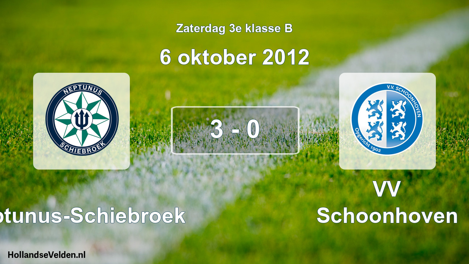 Total number of matches played: Neptunus-Schiebroek - VV Schoonhoven 3 - 0 (6 October 2012)