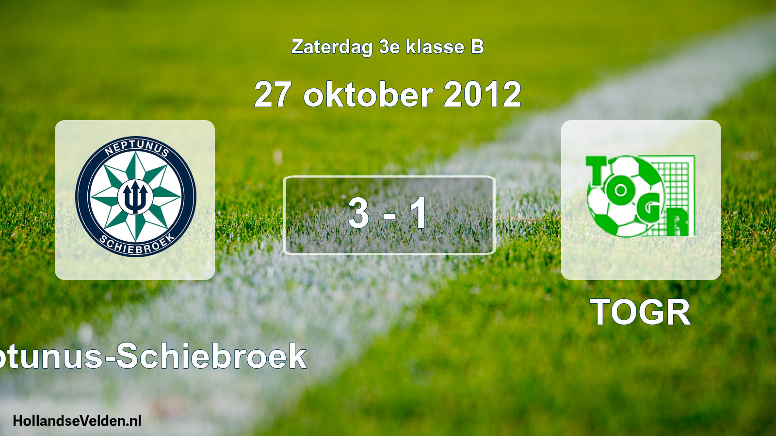 Total number of matches played: Neptunus-Schiebroek - TOGR 3 - 1 (27 October 2012)