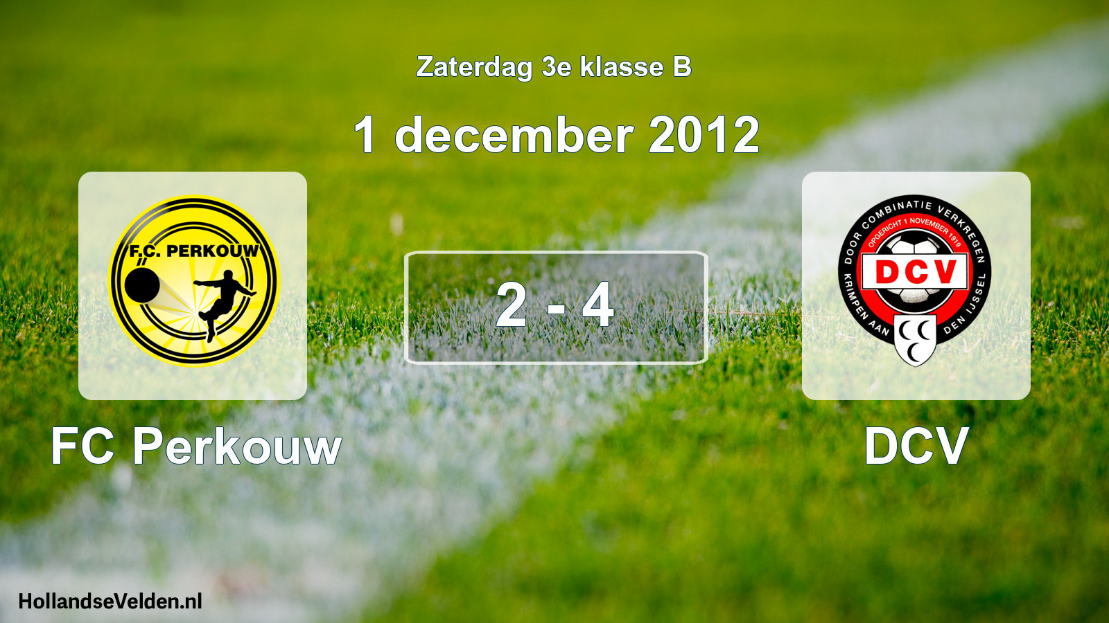 Total number of matches played: FC Perkouw - DCV 2 - 4 (1 December 2012)