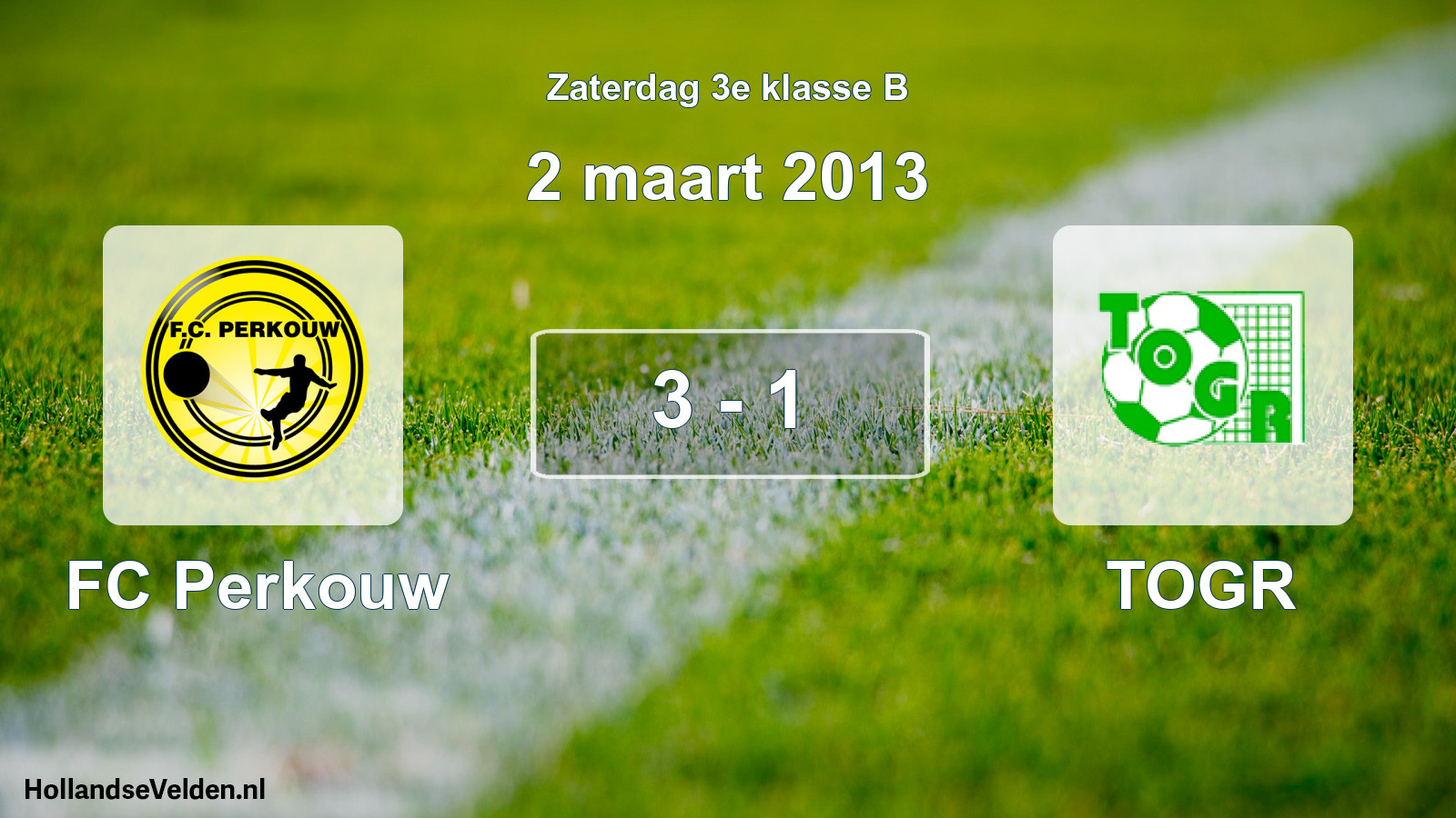 Total number of matches played: FC Perkouw - TOGR 3 - 1 (2 March 2013)
