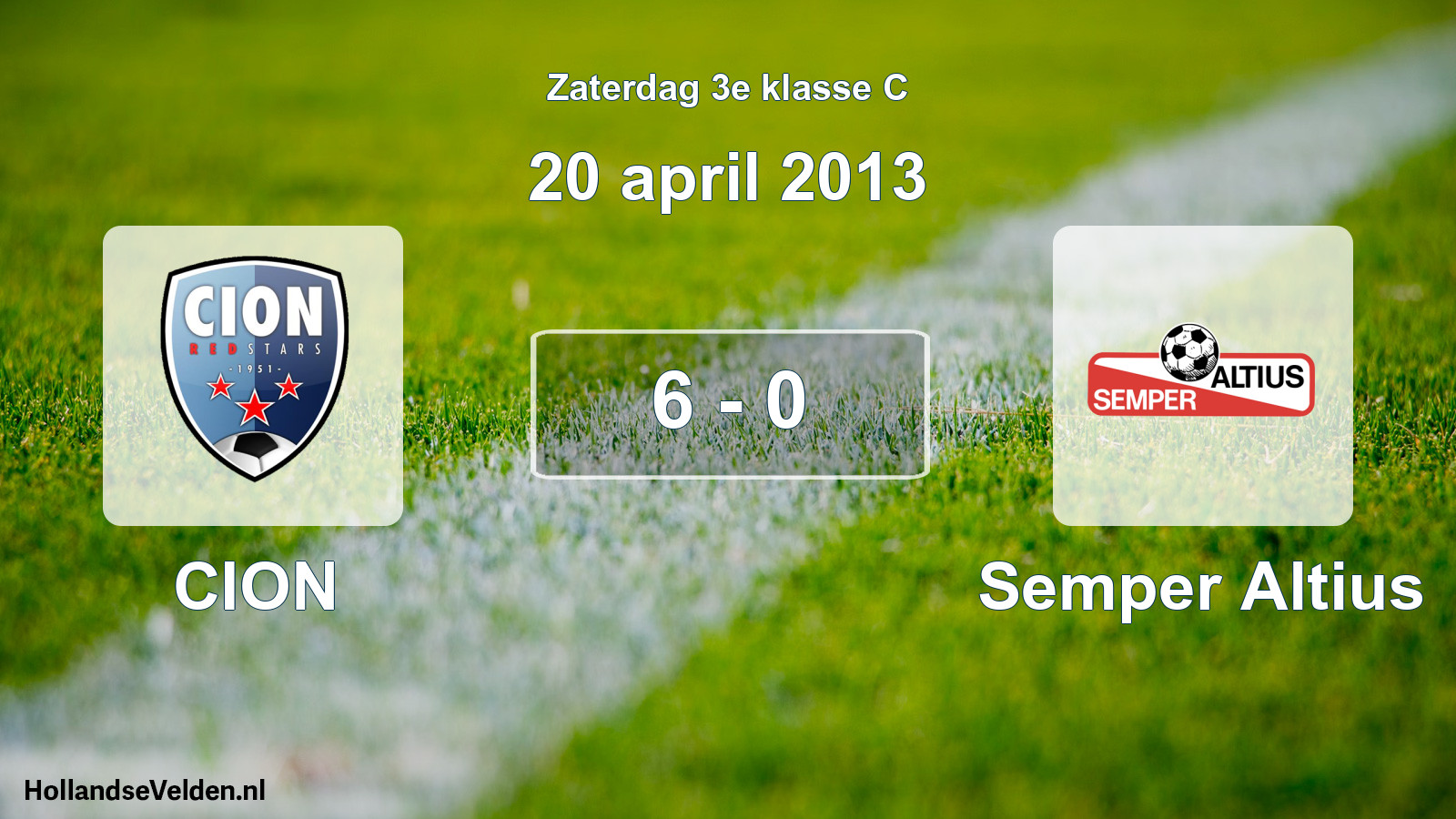 Total number of matches played: CION - Semper Altius 6 - 0 (20 April 2013)