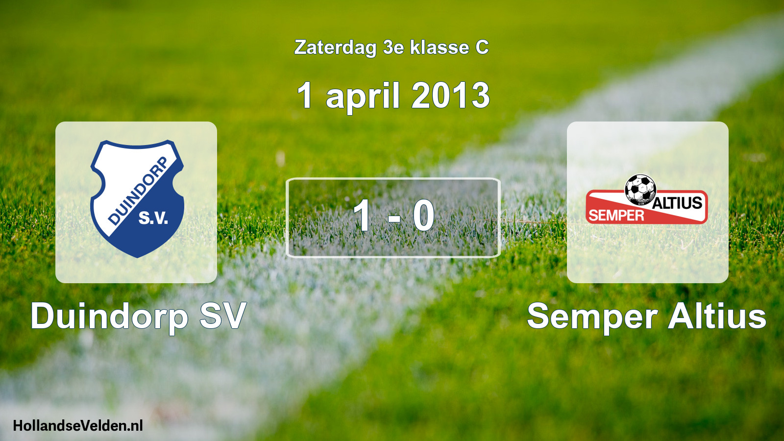 Total number of matches played: Duindorp SV - Semper Altius 1 - 0 (1 April 2013)