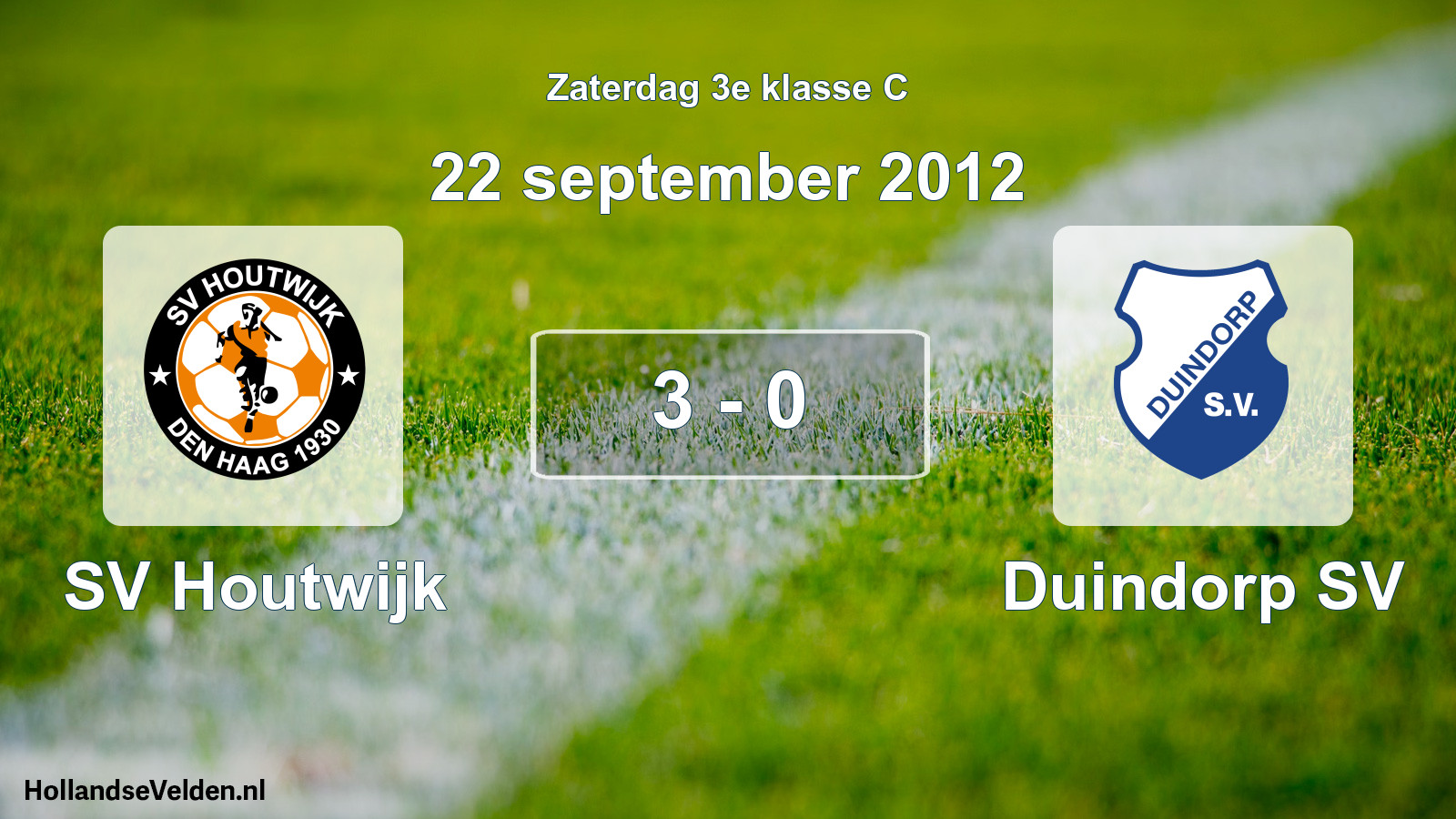 Total number of matches played: SV Houtwijk - Duindorp SV 3 - 0 (22 September 2012)