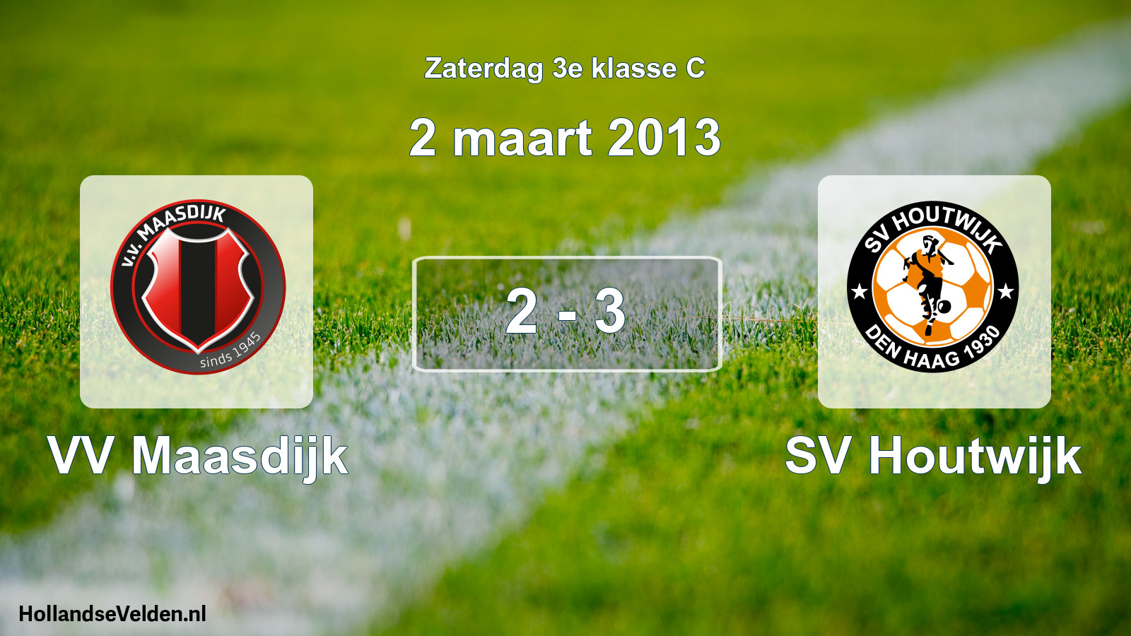 Total number of matches played: VV Maasdijk - SV Houtwijk 2 - 3 (2 March 2013)