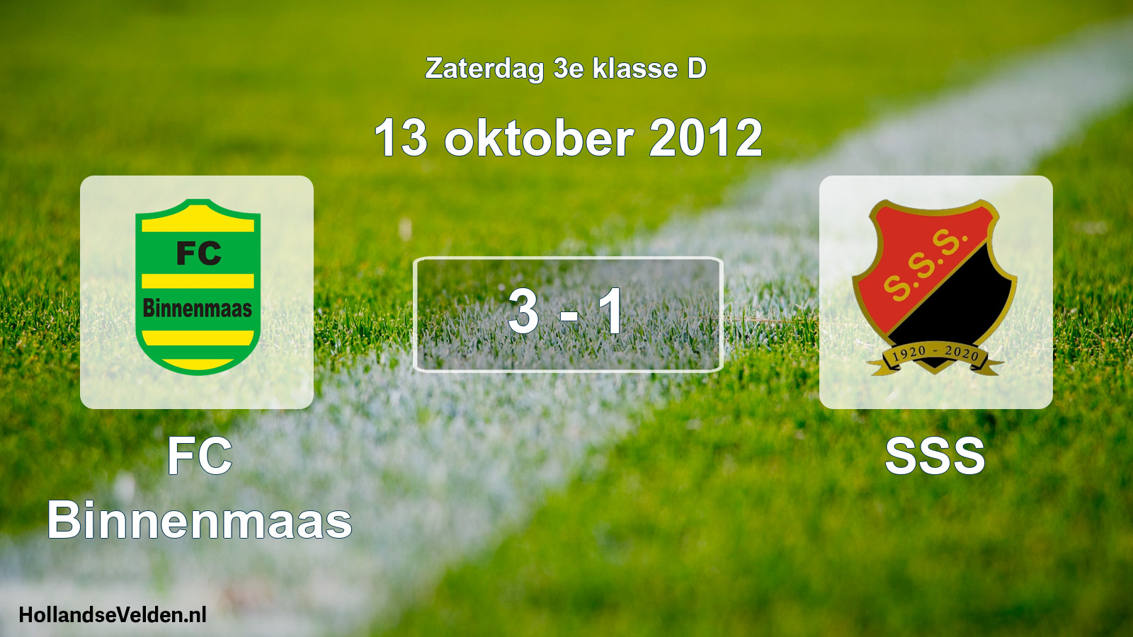 Total number of matches played: FC Binnenmaas - SSS 3 - 1 (13 October 2012)