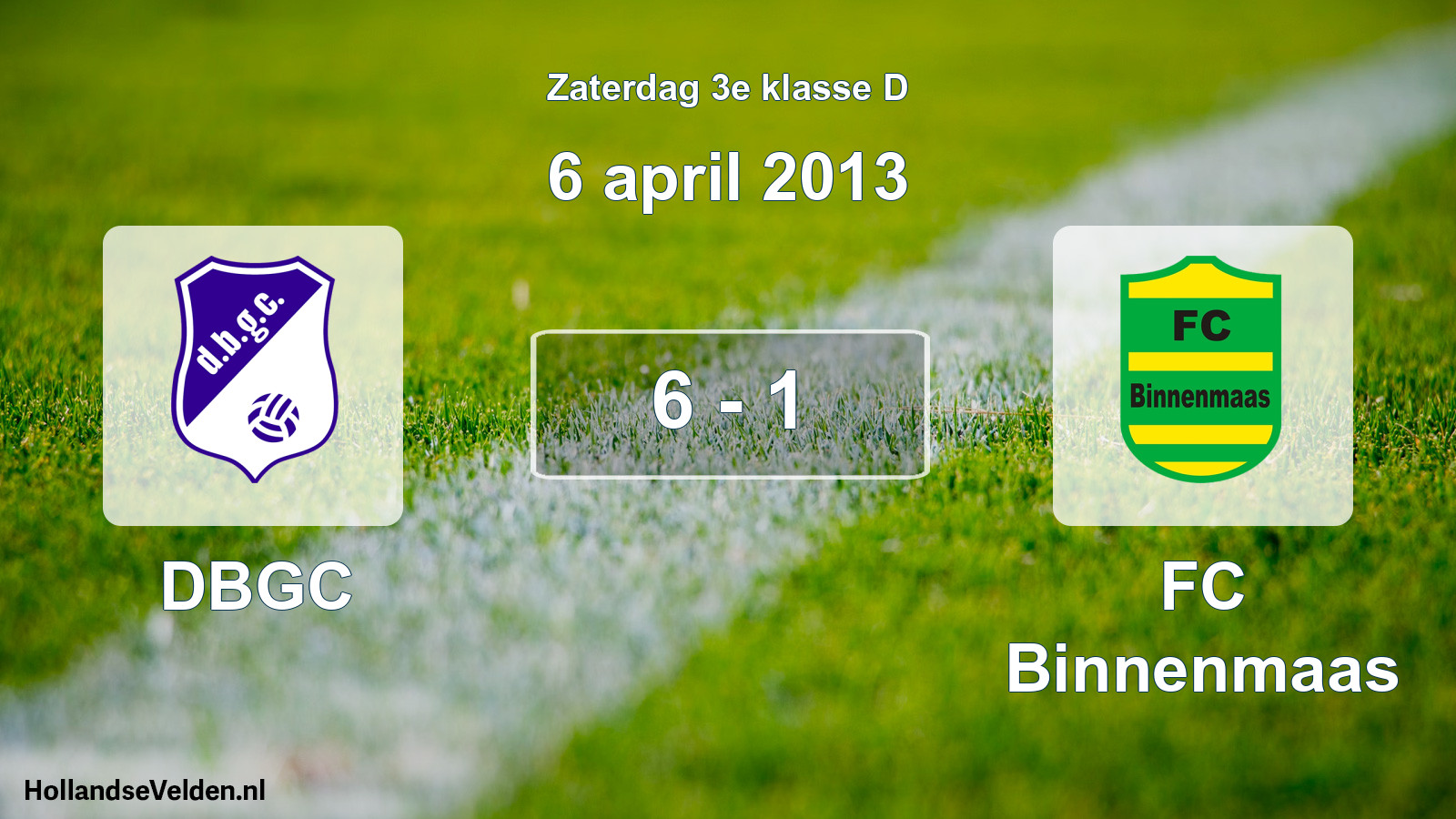 Total number of matches played: DBGC - FC Binnenmaas 6 - 1 (6 April 2013)