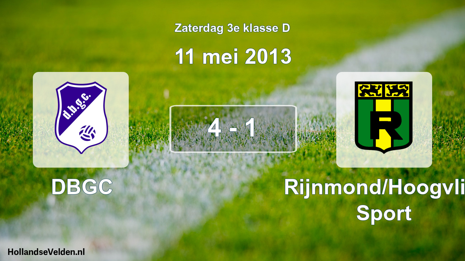 Total number of matches played: DBGC - Rijnmond/Hoogvliet Sport 4 - 1 (11 May 2013)