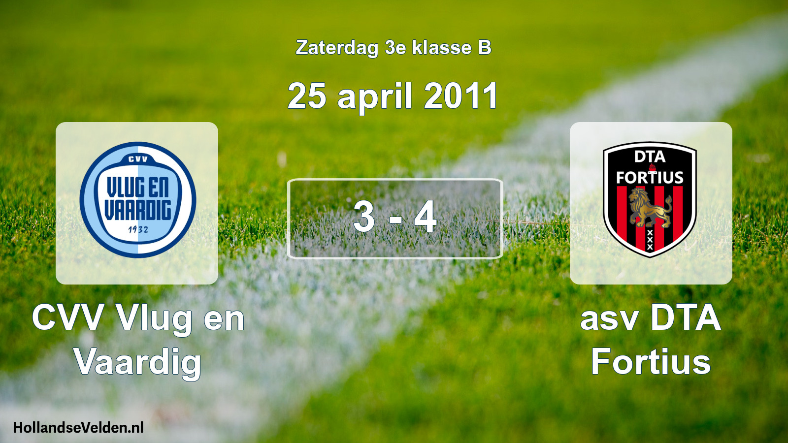 Total number of matches played: CVV Vlug en Vaardig - asv DTA Fortius 3 - 4 (25 April 2011)