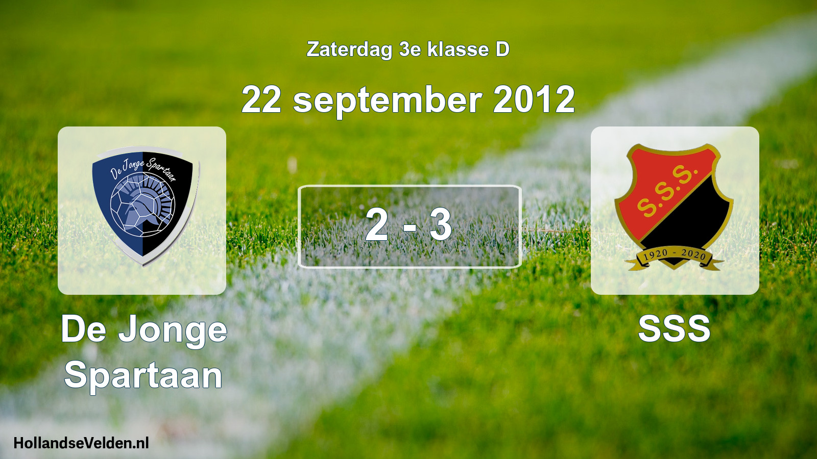 Total number of matches played: De Jonge Spartaan - SSS 2 - 3 (22 September 2012)