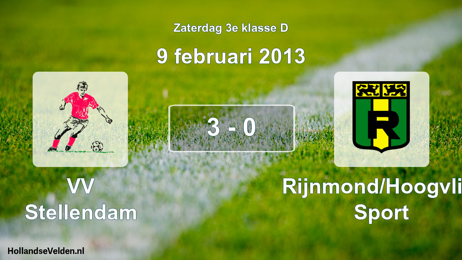 Total number of matches played: VV Stellendam - Rijnmond/Hoogvliet Sport 3 - 0 (9 February 2013)