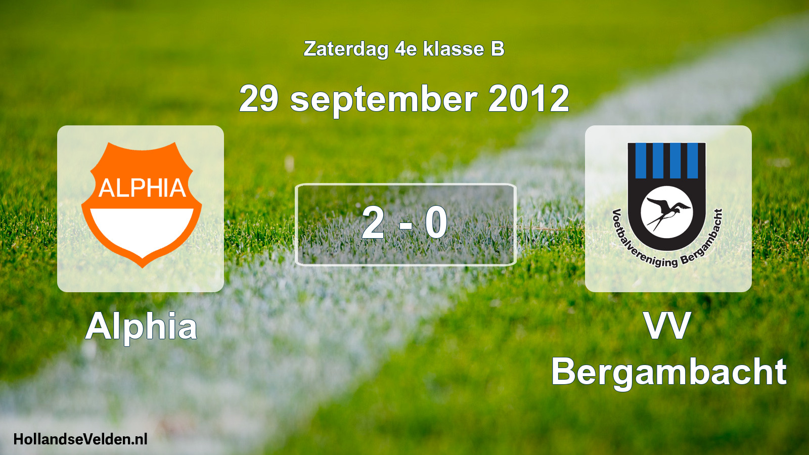 Total number of matches played: Alphia - VV Bergambacht 2 - 0 (29 September 2012)