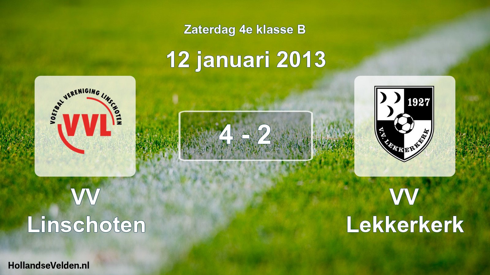 Total number of matches played: VV Linschoten - VV Lekkerkerk 4 - 2 (12 January 2013)