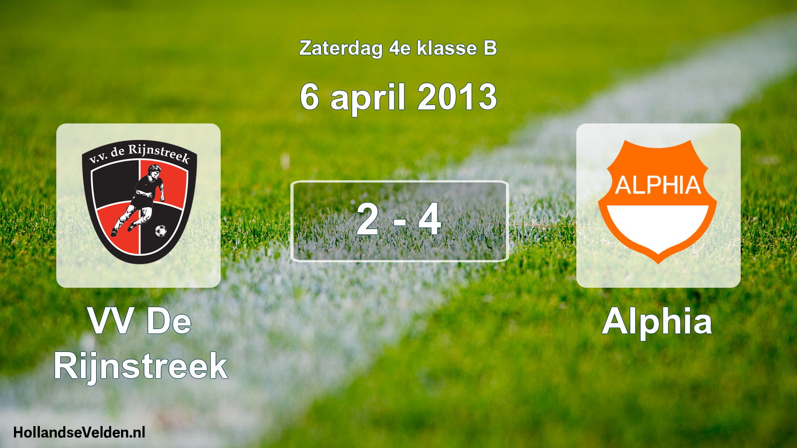 Total number of matches played: VV De Rijnstreek - Alphia 2 - 4 (6 April 2013)