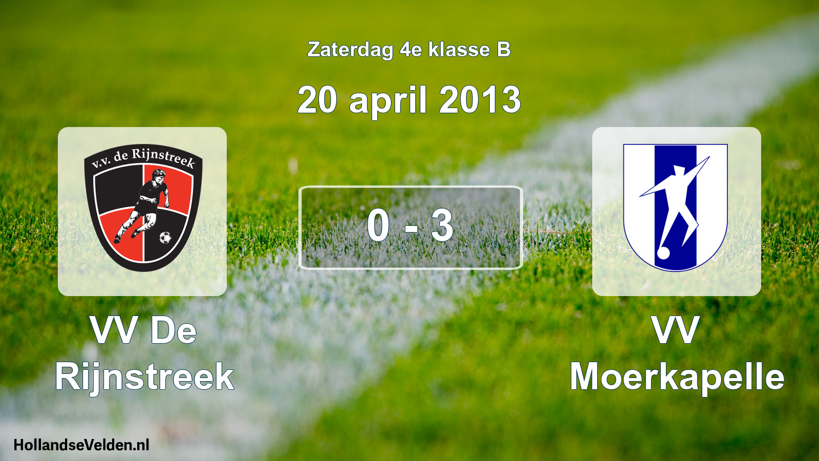 Total number of matches played: VV De Rijnstreek - VV Moerkapelle 0 - 3 (20 April 2013)