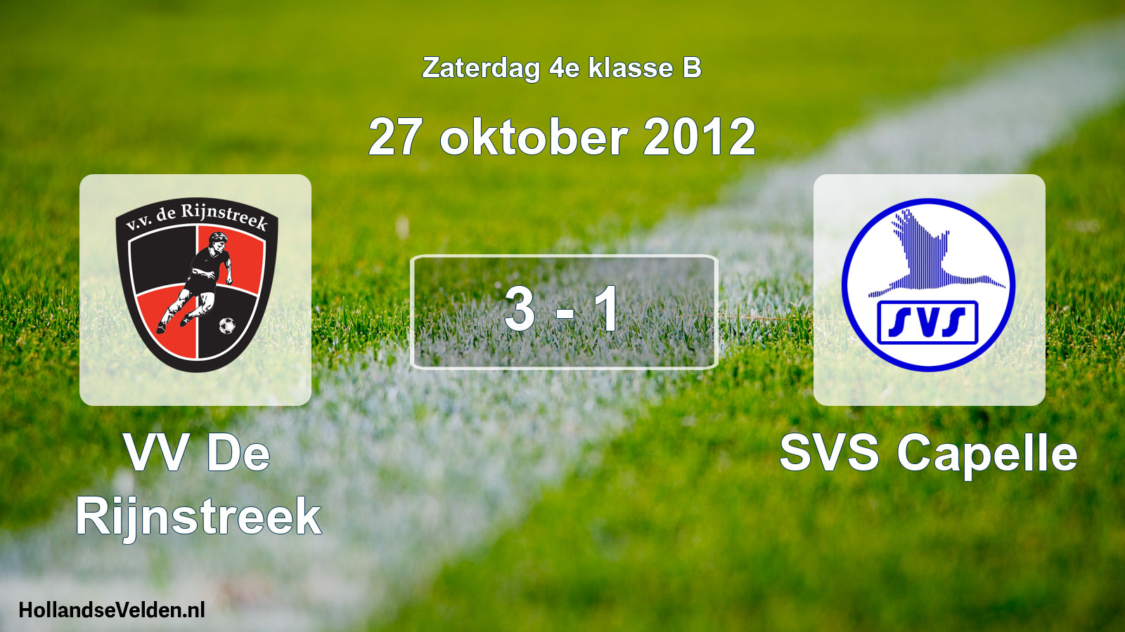 Total number of matches played: VV De Rijnstreek - SVS Capelle 3 - 1 (27 October 2012)