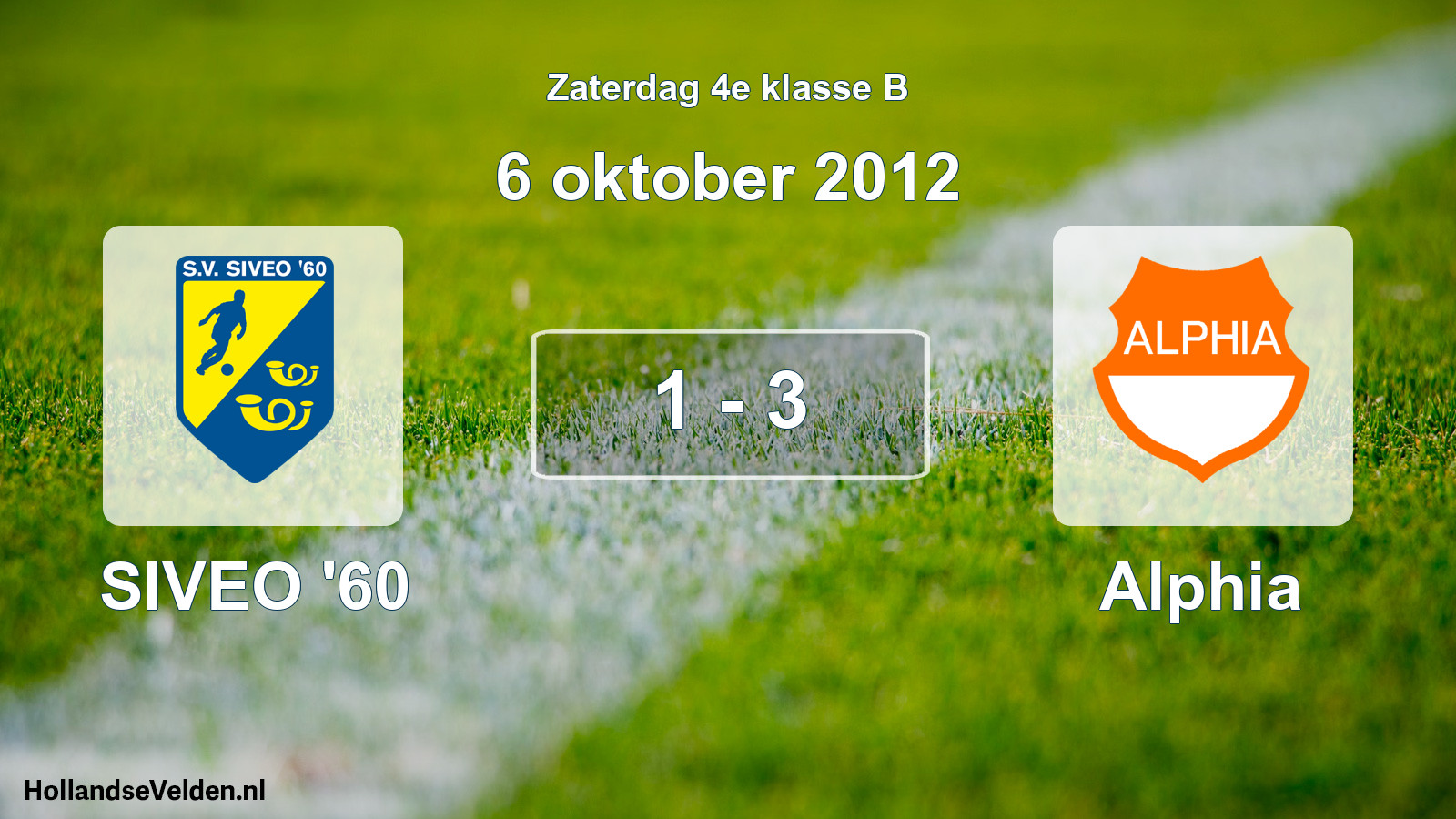 Total number of matches played: SIVEO '60 - Alphia 1 - 3 (6 October 2012)