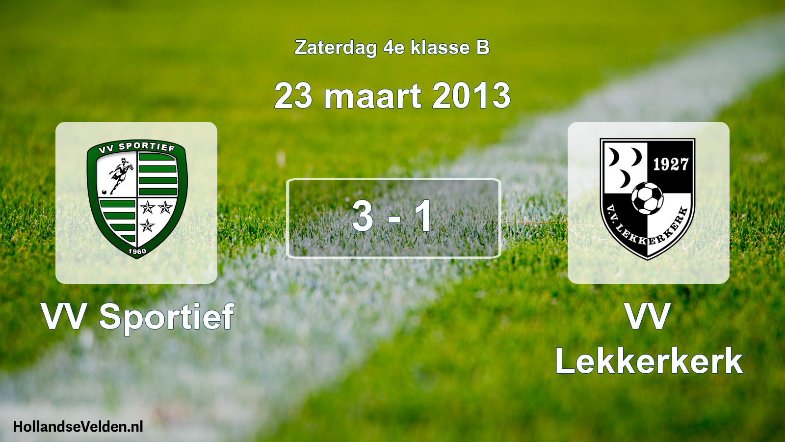 Total number of matches played: VV Sportief - VV Lekkerkerk 3 - 1 (23 March 2013)