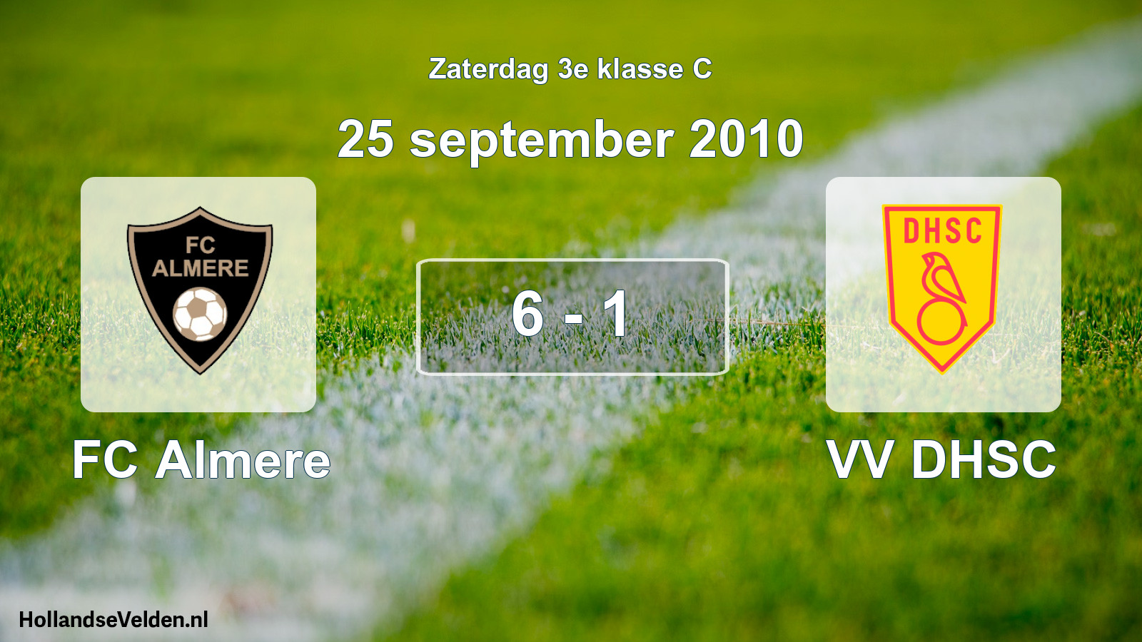 Total number of matches played: FC Almere - VV DHSC 6 - 1 (25 September 2010)