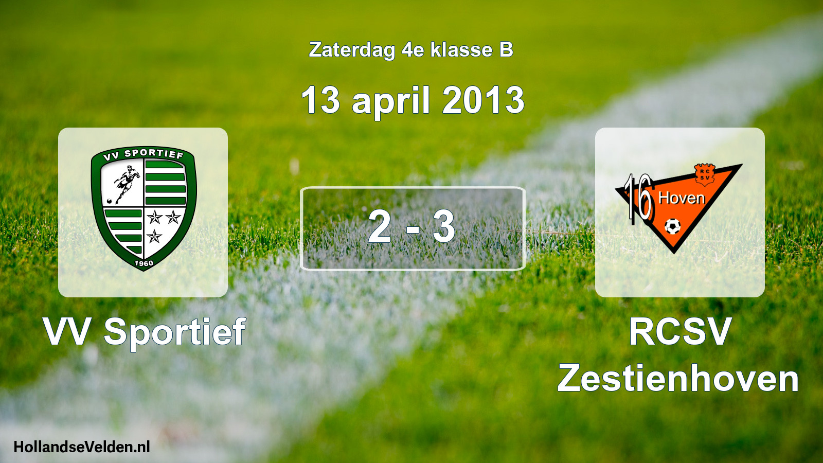 Total number of matches played: VV Sportief - RCSV Zestienhoven 2 - 3 (13 April 2013)