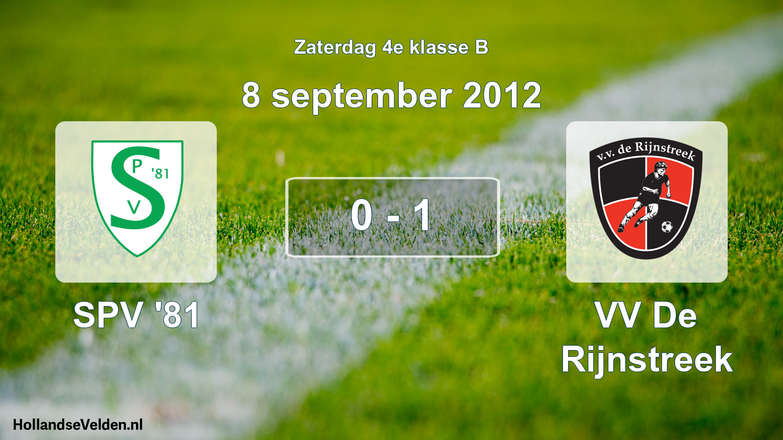 Total number of matches played: SPV '81 - VV De Rijnstreek 0 - 1 (8 September 2012)