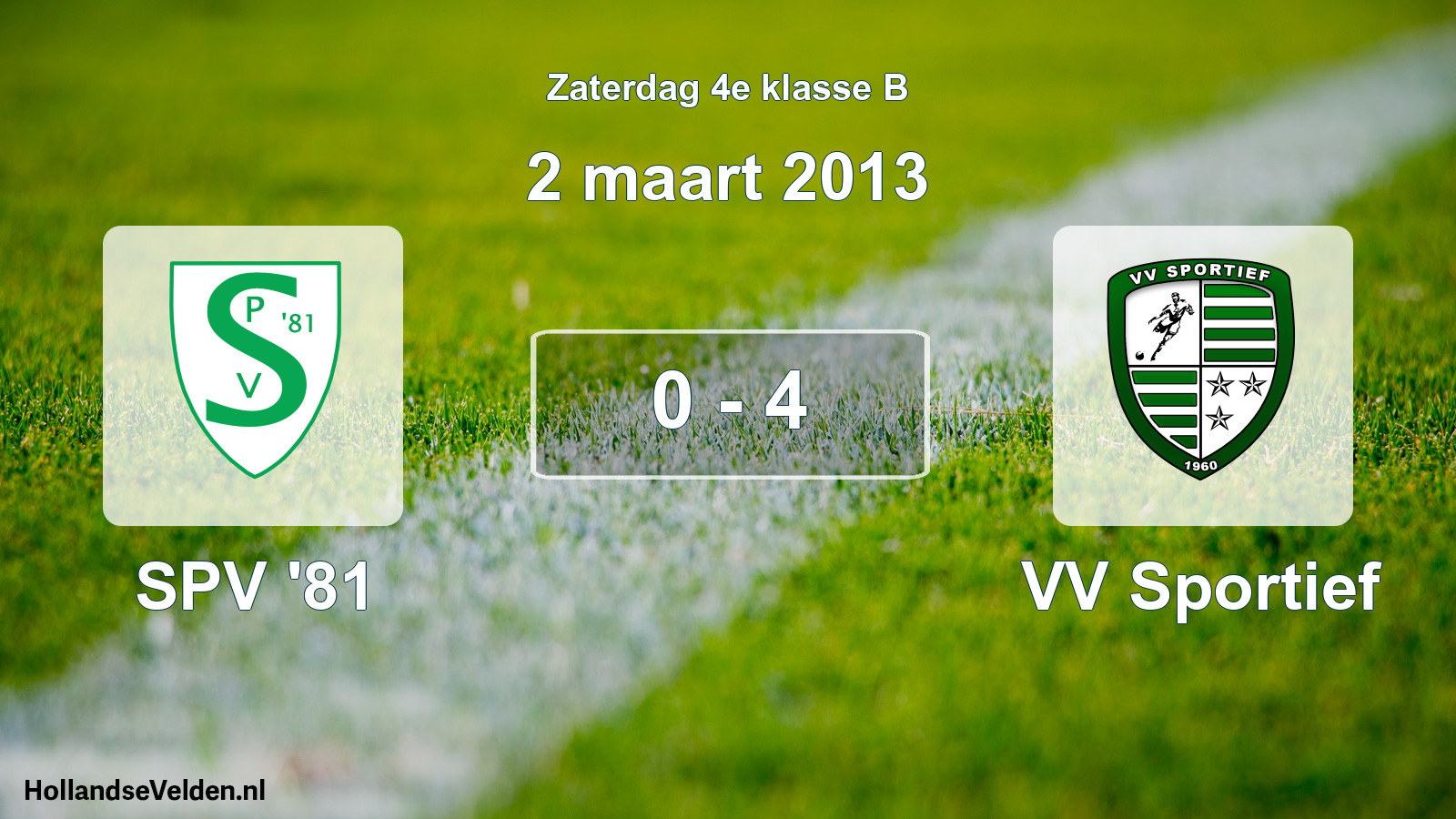 Total number of matches played: SPV '81 - VV Sportief 0 - 4 (2 March 2013)