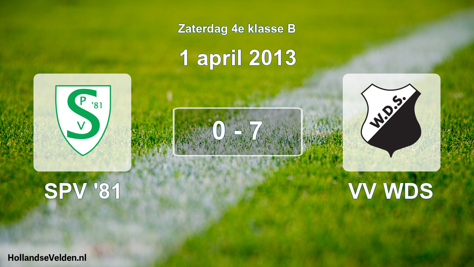 Total number of matches played: SPV '81 - VV WDS 0 - 7 (1 April 2013)