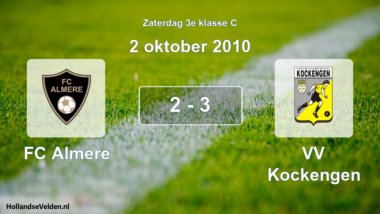 Total number of matches played: FC Almere - VV Kockengen 2 - 3 (2 October 2010)