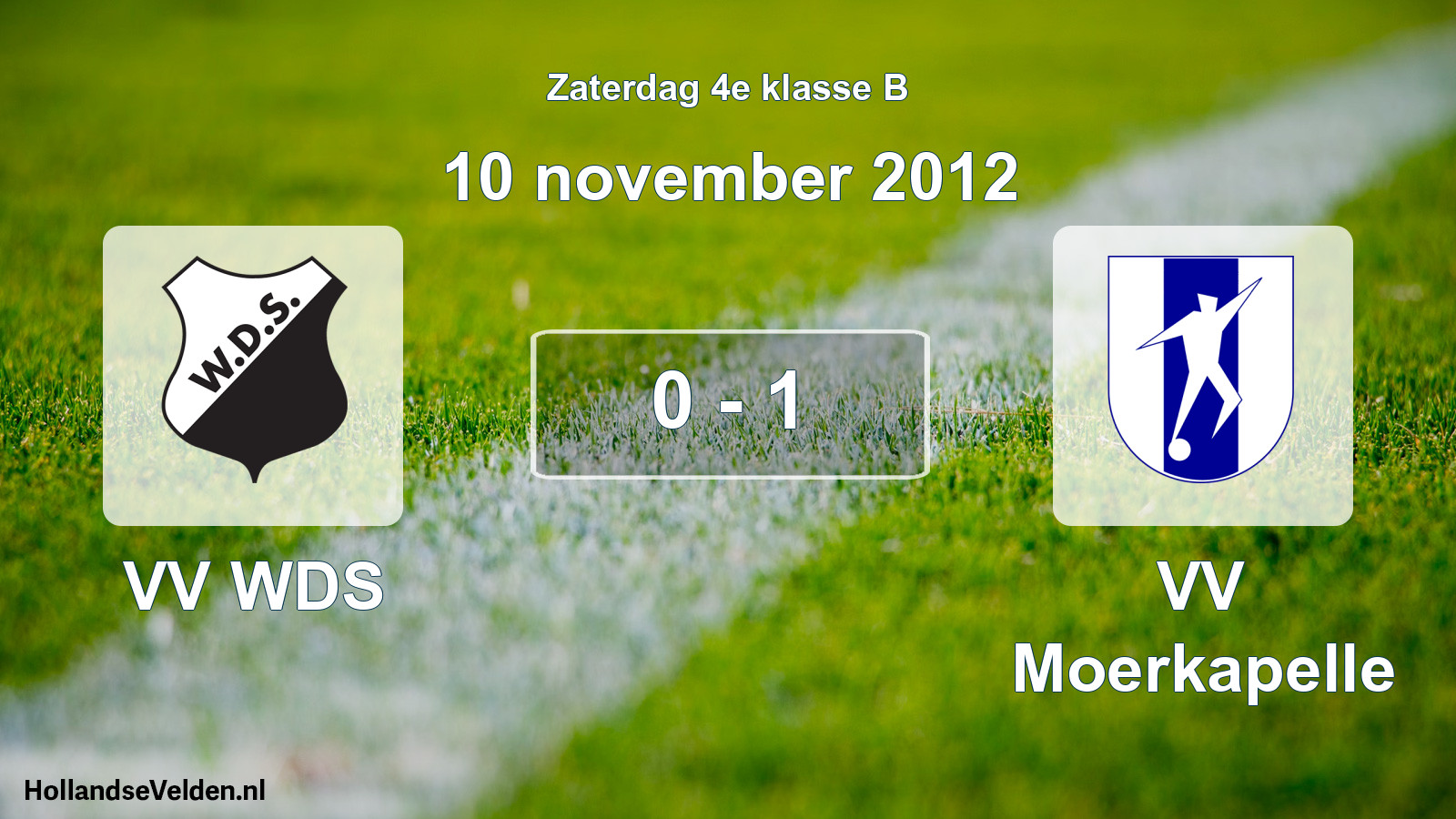 Total number of matches played: VV WDS - VV Moerkapelle 0 - 1 (10 November 2012)