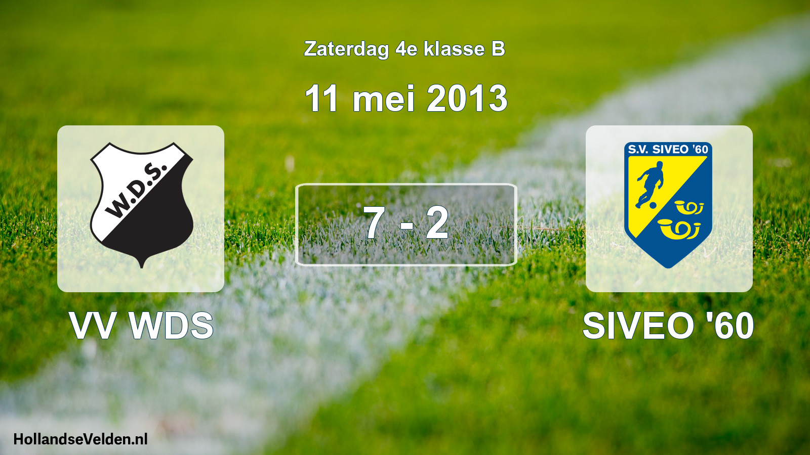 Total number of matches played: VV WDS - SIVEO '60 7 - 2 (11 May 2013)