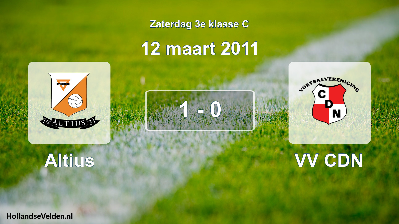 Total number of matches played: Altius - VV CDN 1 - 0 (12 March 2011)
