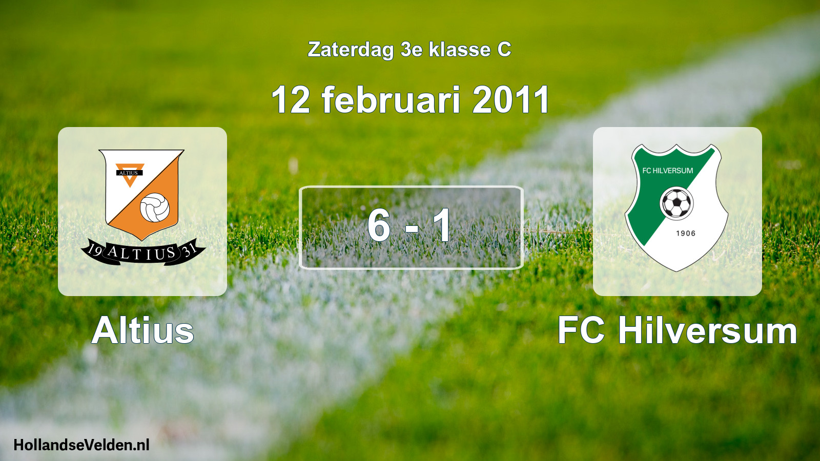 Total number of matches played: Altius - FC Hilversum 6 - 1 (12 February 2011)