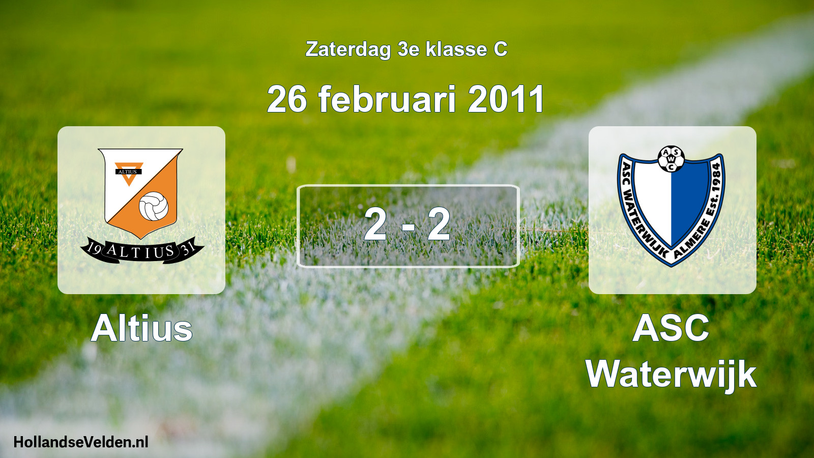 Total number of matches played: Altius - ASC Waterwijk 2 - 2 (26 February 2011)
