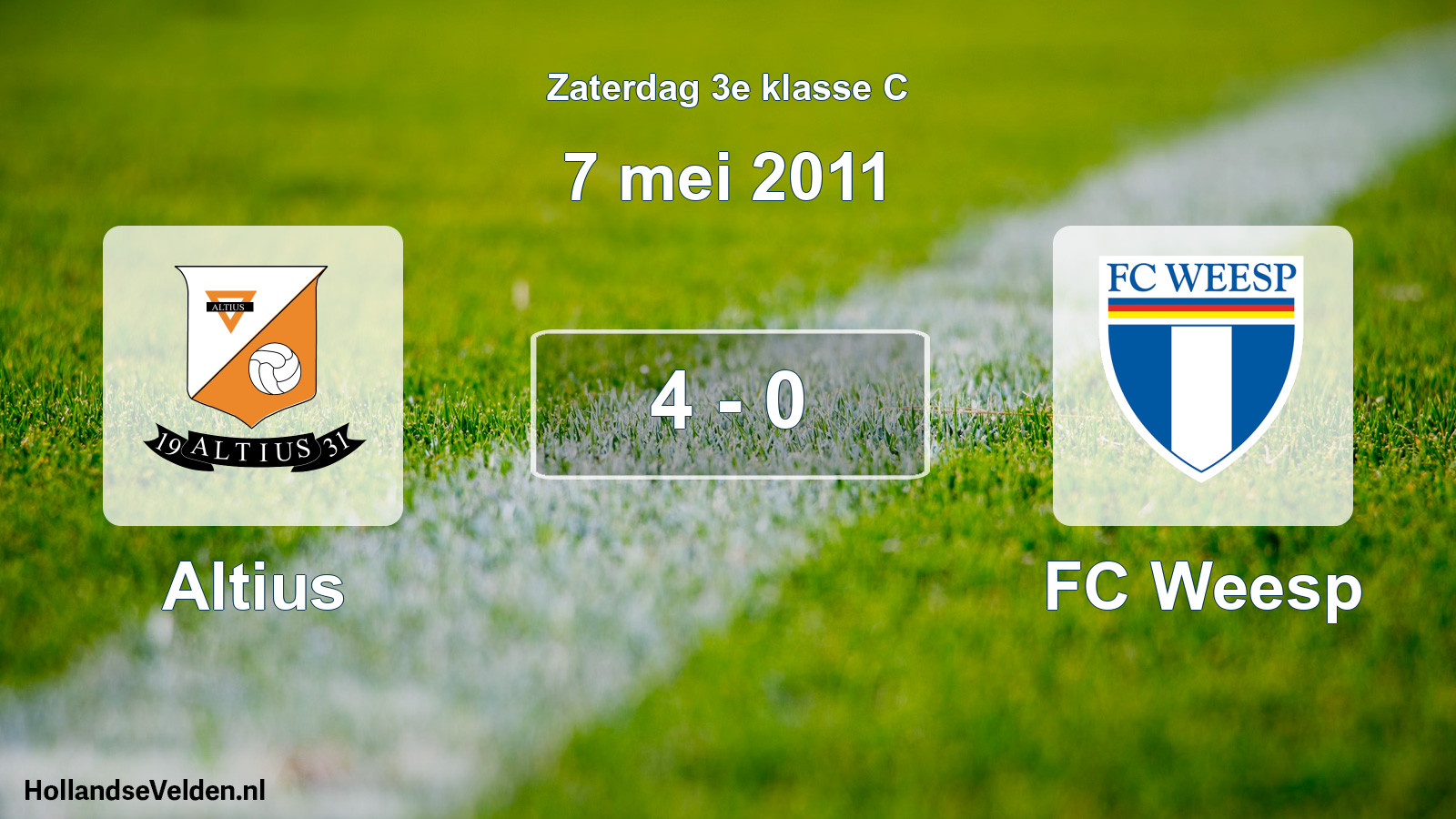 Total number of matches played: Altius - FC Weesp 4 - 0 (7 May 2011)