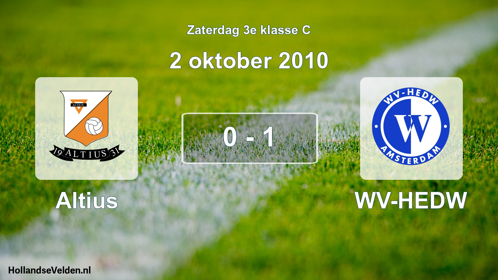Total number of matches played: Altius - WV-HEDW 0 - 1 (2 October 2010)