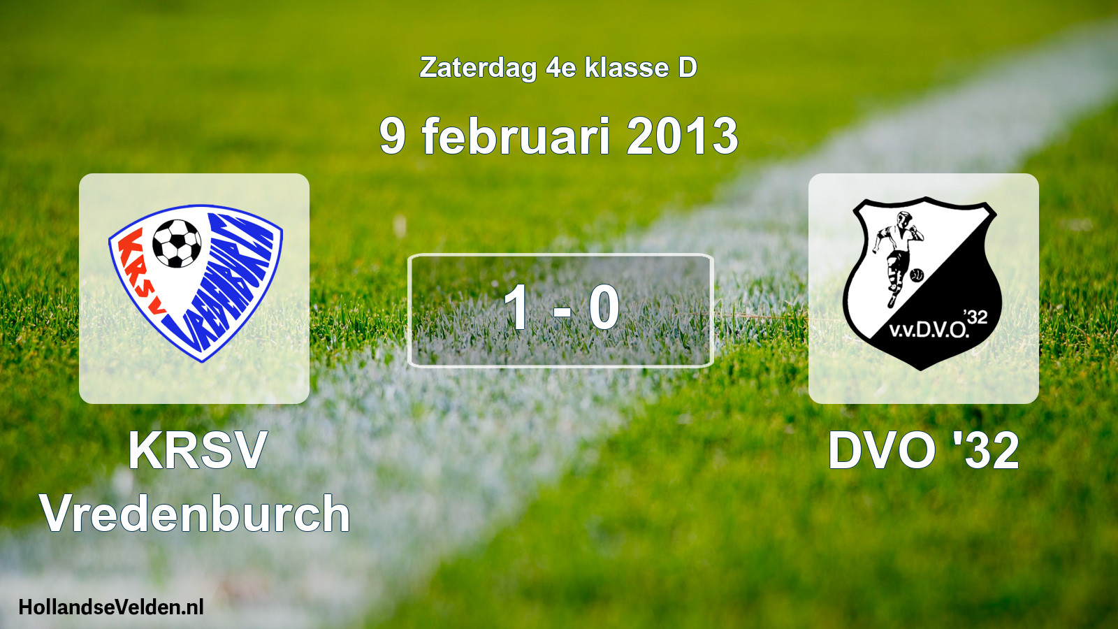 Total number of matches played: KRSV Vredenburch - DVO '32 1 - 0 (9 February 2013)
