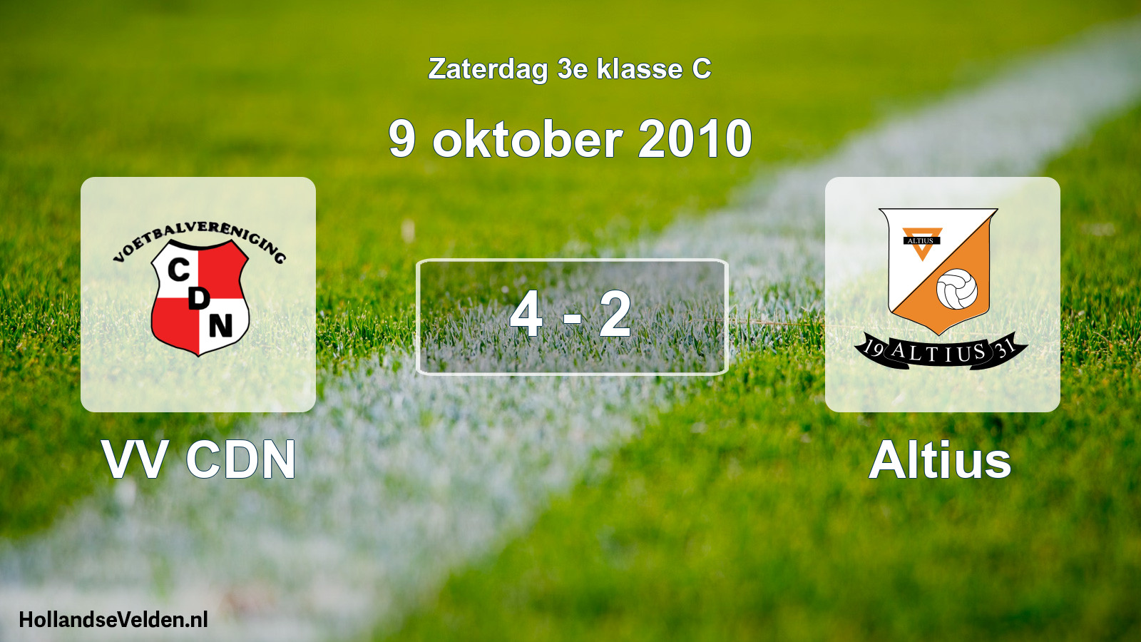 Total number of matches played: VV CDN - Altius 4 - 2 (9 October 2010)