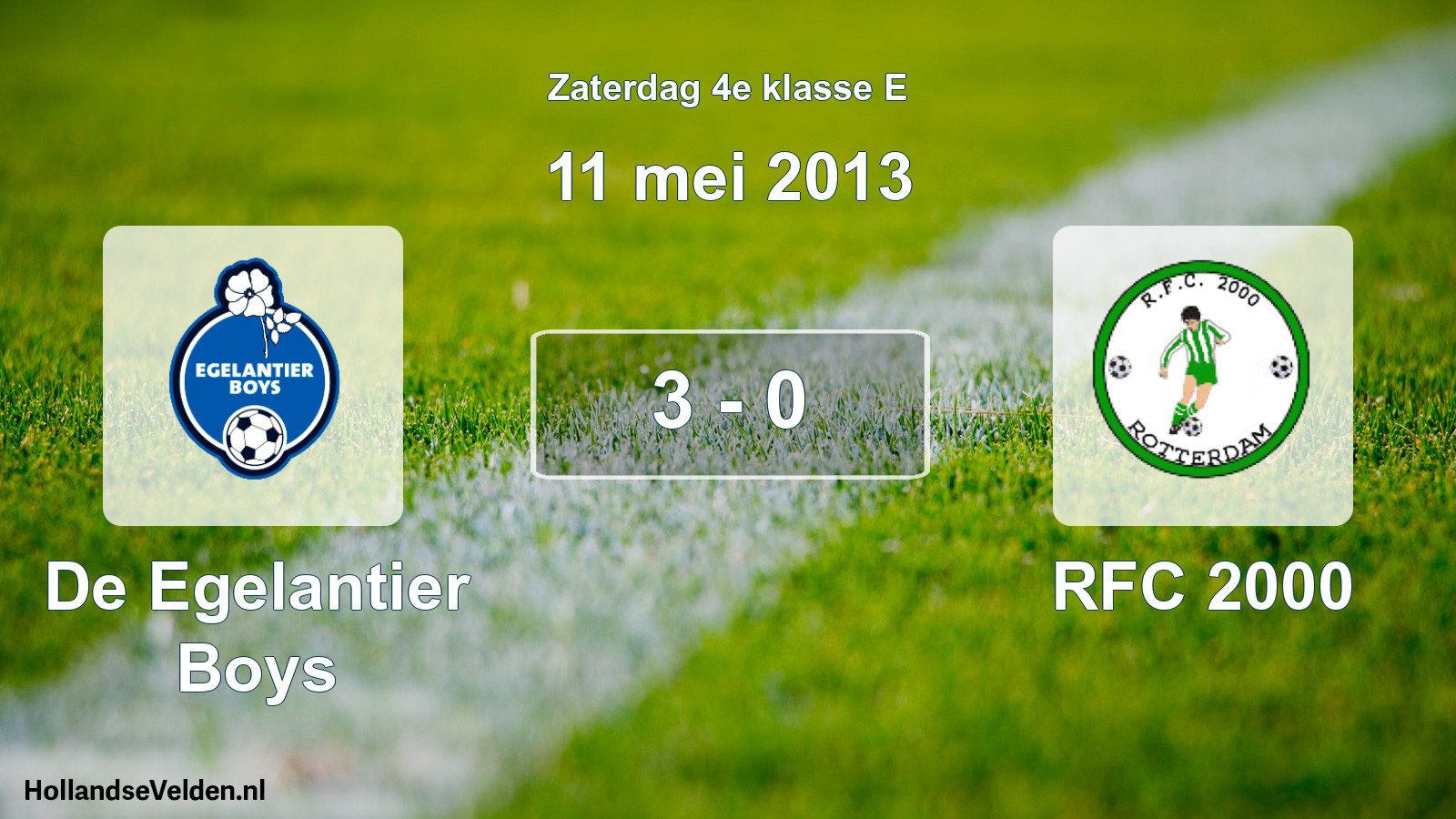 Total number of matches played: De Egelantier Boys - RFC 2000 3 - 0 (11 May 2013)