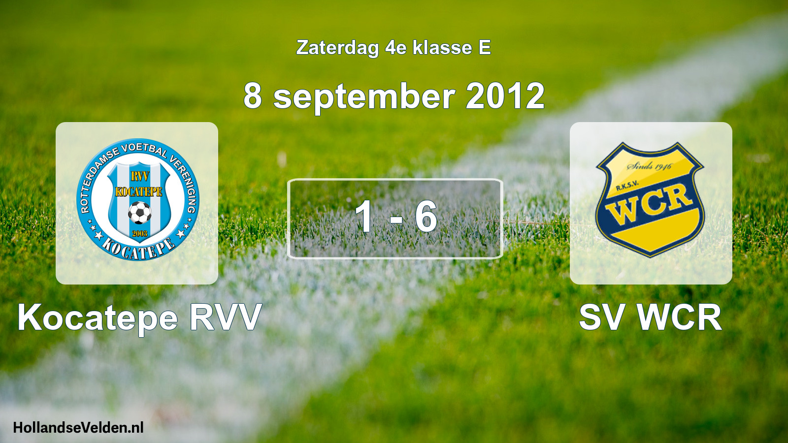Total number of matches played: Kocatepe RVV - SV WCR 1 - 6 (8 September 2012)