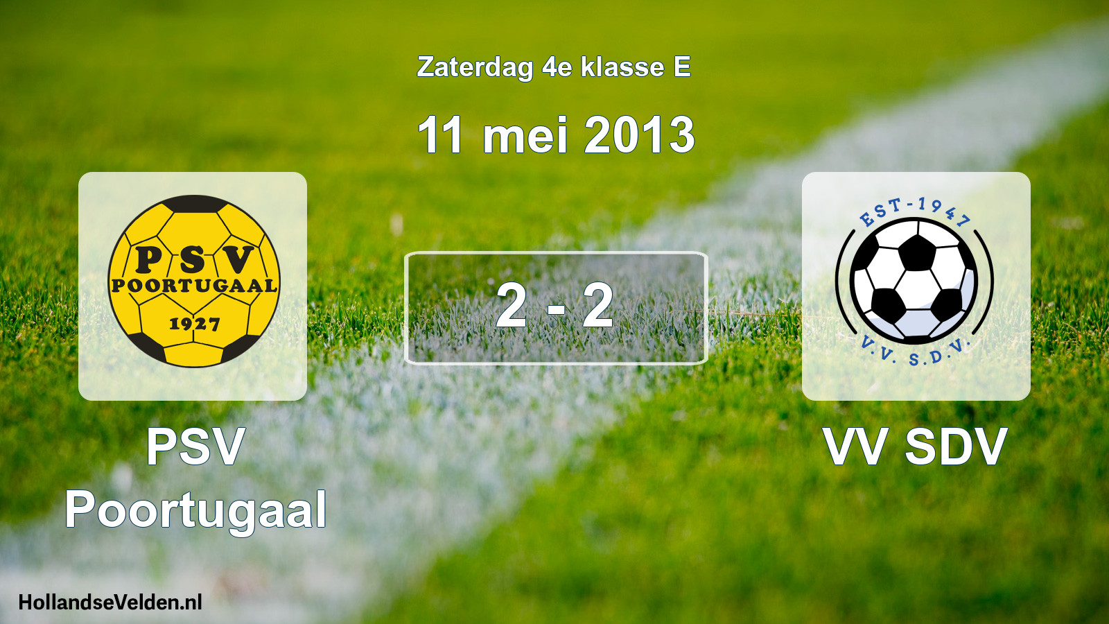 Total number of matches played: PSV Poortugaal - VV SDV 2 - 2 (11 May 2013)
