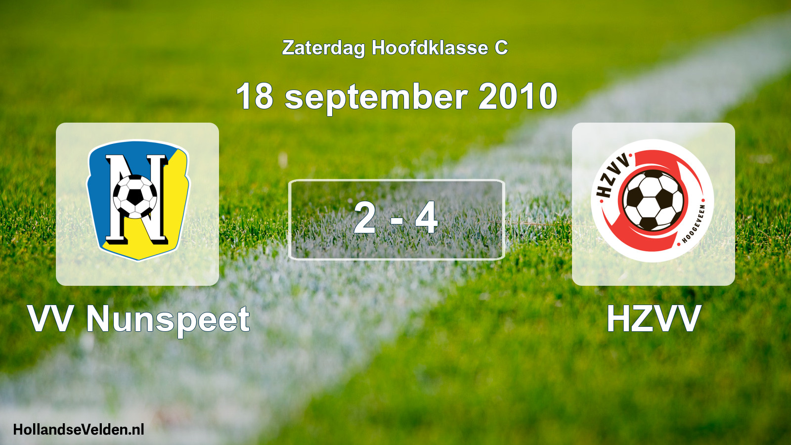 Total number of matches played: VV Nunspeet - HZVV 2 - 4 (18 September 2010)