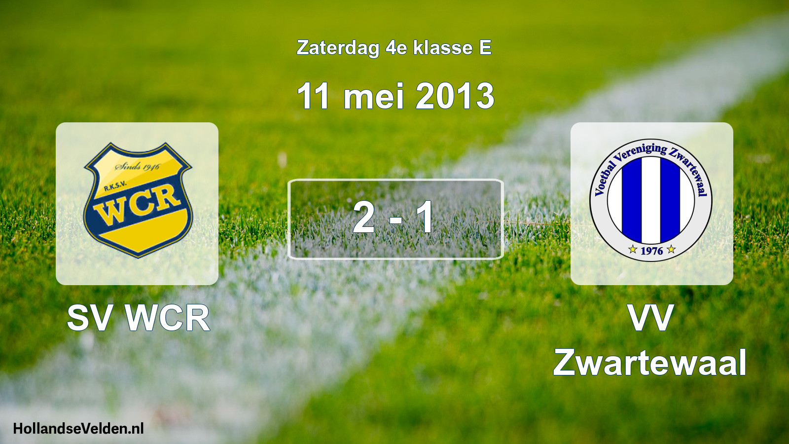 Total number of matches played: SV WCR - VV Zwartewaal 2 - 1 (11 May 2013)