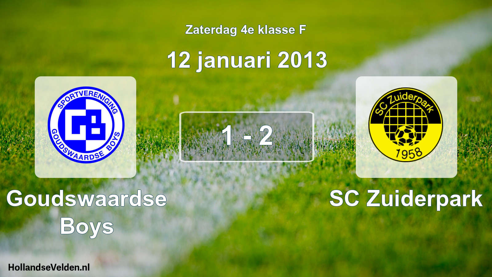 Total number of matches played: Goudswaardse Boys - SC Zuiderpark 1 - 2 (12 January 2013)