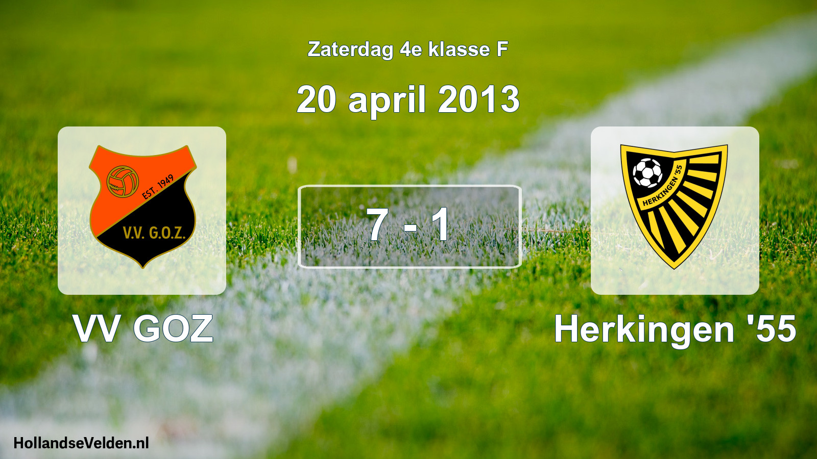 Total number of matches played: VV GOZ - Herkingen '55 7 - 1 (20 April 2013)