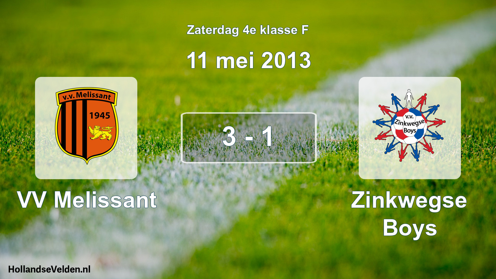 Total number of matches played: VV Melissant - Zinkwegse Boys 3 - 1 (11 May 2013)