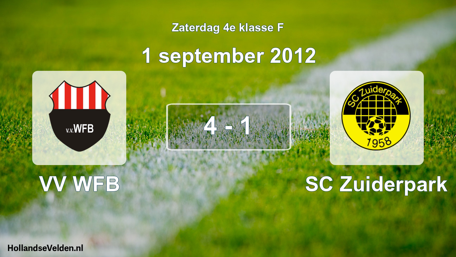 Total number of matches played: VV WFB - SC Zuiderpark 4 - 1 (1 September 2012)
